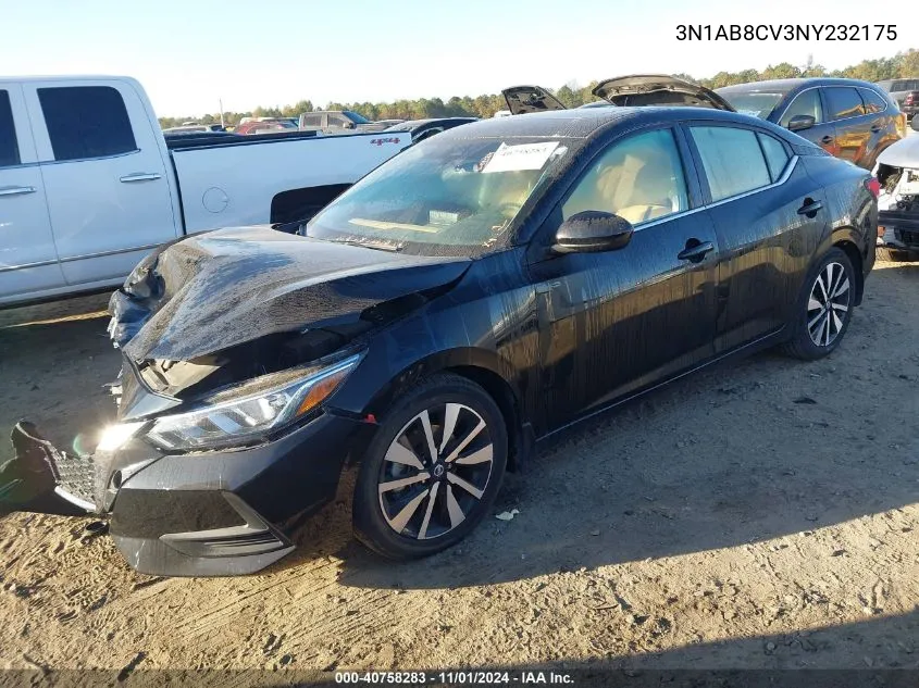 2022 Nissan Sentra Sv Xtronic Cvt VIN: 3N1AB8CV3NY232175 Lot: 40758283