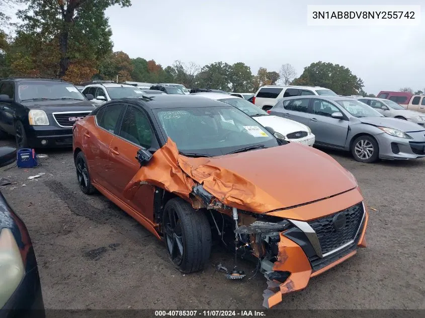 2022 Nissan Sentra Sr Xtronic Cvt VIN: 3N1AB8DV8NY255742 Lot: 40785307