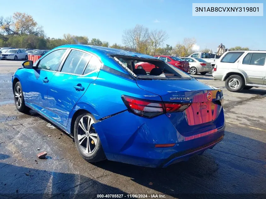 2022 Nissan Sentra Sv Xtronic Cvt VIN: 3N1AB8CVXNY319801 Lot: 40785527