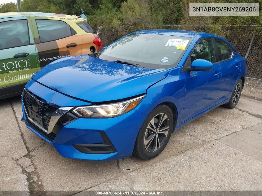 2022 Nissan Sentra Sv Xtronic Cvt VIN: 3N1AB8CV8NY269206 Lot: 40788624