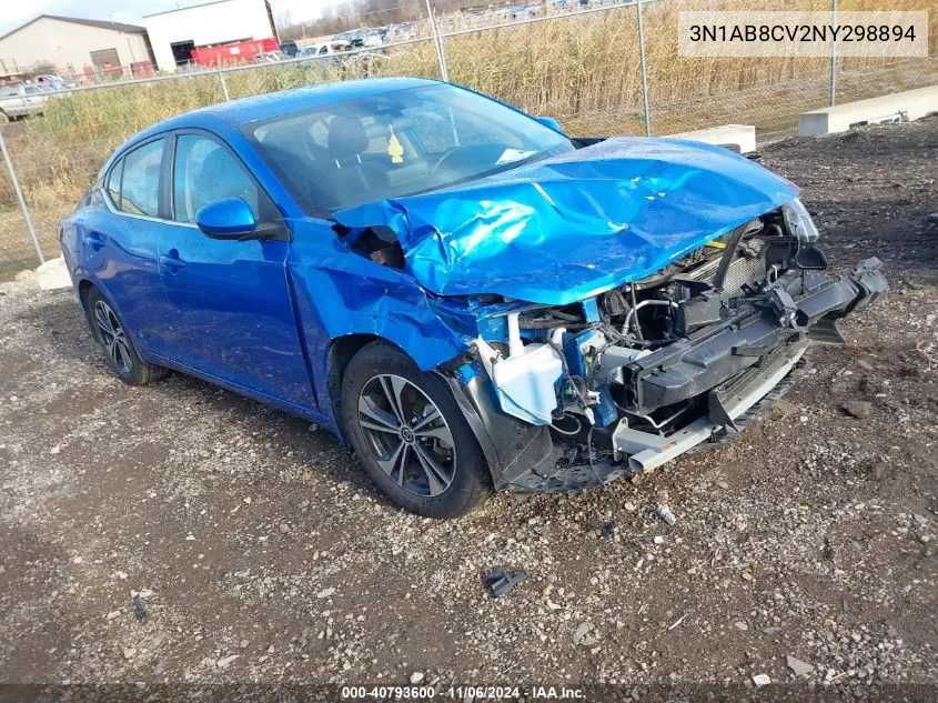 2022 Nissan Sentra Sv Xtronic Cvt VIN: 3N1AB8CV2NY298894 Lot: 40793600