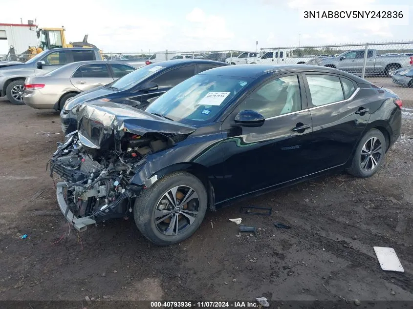 2022 Nissan Sentra Sv Xtronic Cvt VIN: 3N1AB8CV5NY242836 Lot: 40793936