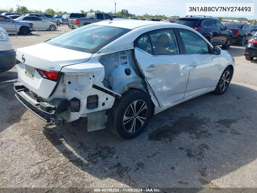 2022 Nissan Sentra Sv Xtronic Cvt VIN: 3N1AB8CV7NY274493 Lot: 40798202