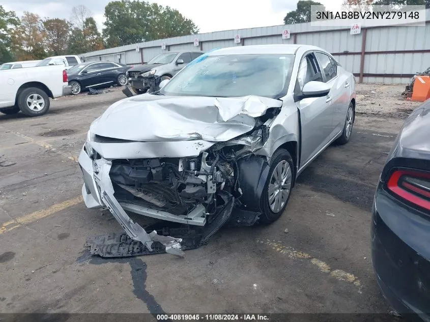 2022 Nissan Sentra S Xtronic Cvt VIN: 3N1AB8BV2NY279148 Lot: 40819045