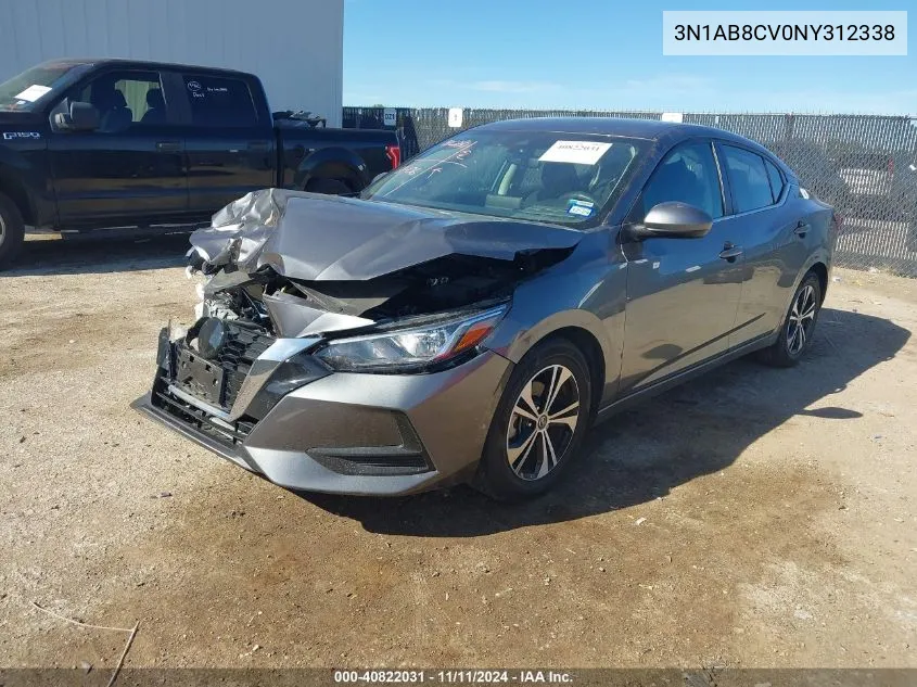 2022 Nissan Sentra Sv Xtronic Cvt VIN: 3N1AB8CV0NY312338 Lot: 40822031