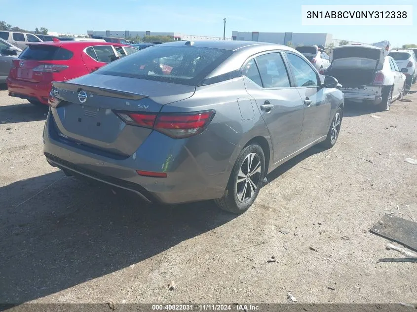 2022 Nissan Sentra Sv Xtronic Cvt VIN: 3N1AB8CV0NY312338 Lot: 40822031