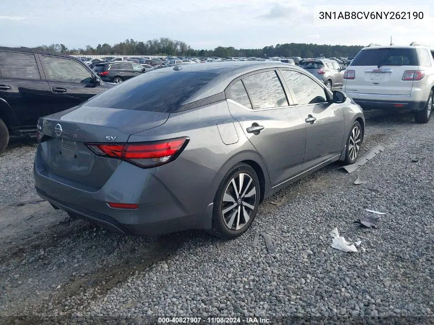 2022 Nissan Sentra Sv Xtronic Cvt VIN: 3N1AB8CV6NY262190 Lot: 40827907