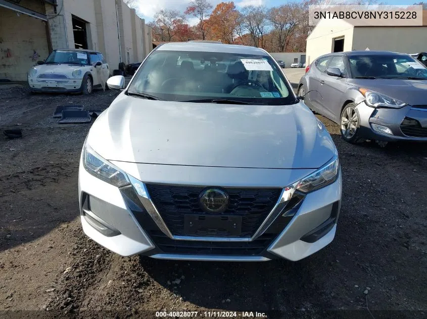 2022 Nissan Sentra Sv Xtronic Cvt VIN: 3N1AB8CV8NY315228 Lot: 40828077