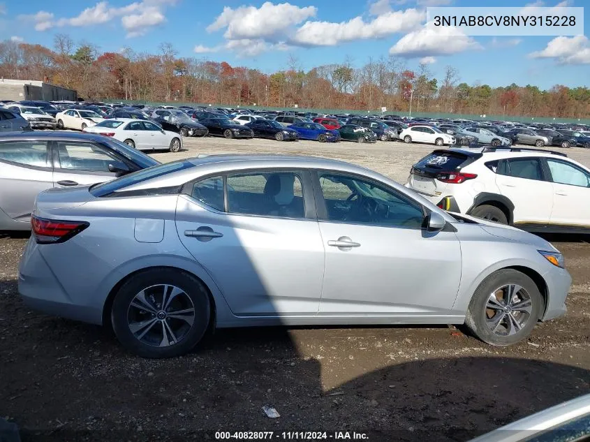 2022 Nissan Sentra Sv Xtronic Cvt VIN: 3N1AB8CV8NY315228 Lot: 40828077