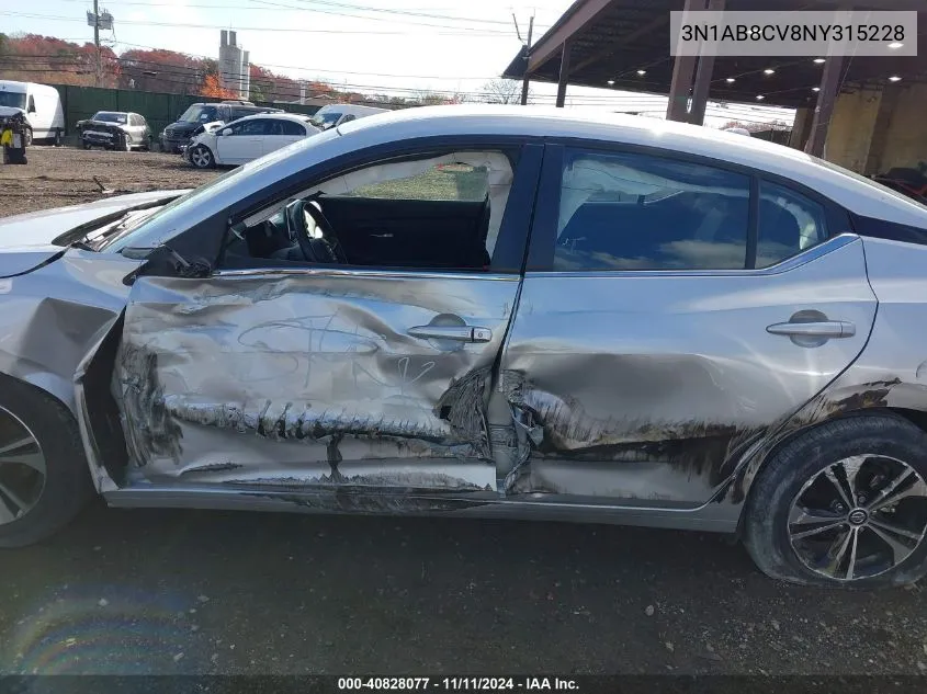 2022 Nissan Sentra Sv Xtronic Cvt VIN: 3N1AB8CV8NY315228 Lot: 40828077