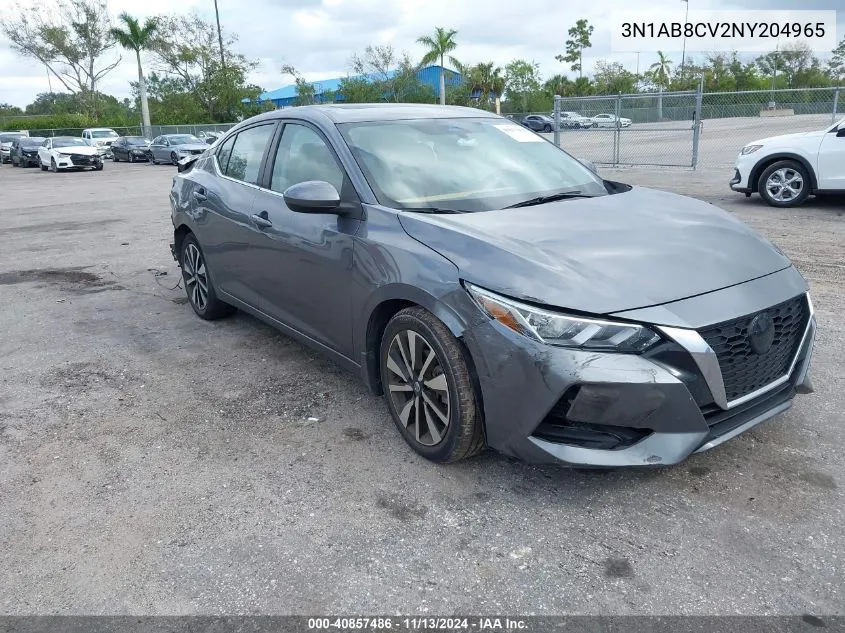 2022 Nissan Sentra Sv Xtronic Cvt VIN: 3N1AB8CV2NY204965 Lot: 40857486