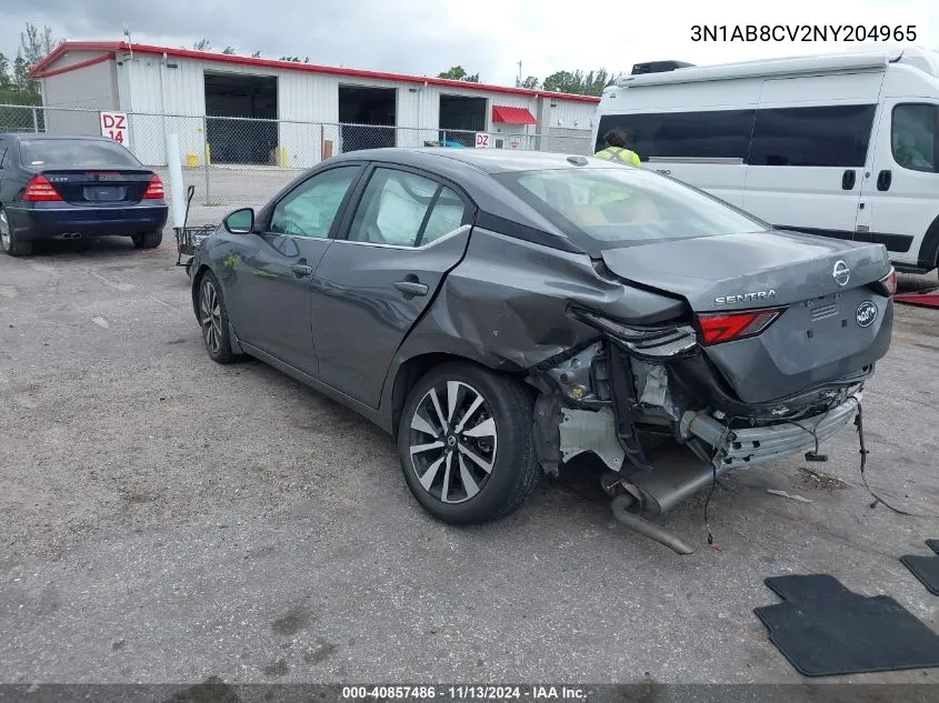 2022 Nissan Sentra Sv Xtronic Cvt VIN: 3N1AB8CV2NY204965 Lot: 40857486