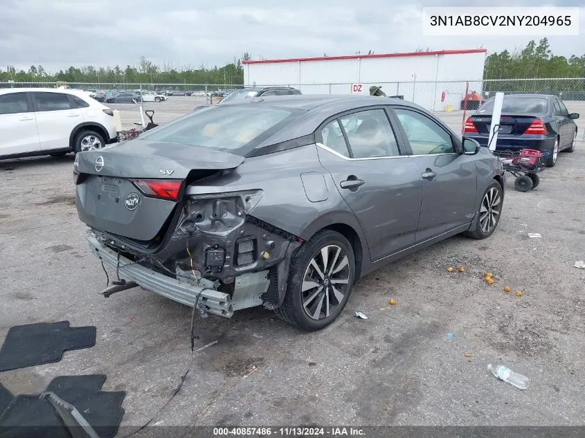 2022 Nissan Sentra Sv Xtronic Cvt VIN: 3N1AB8CV2NY204965 Lot: 40857486