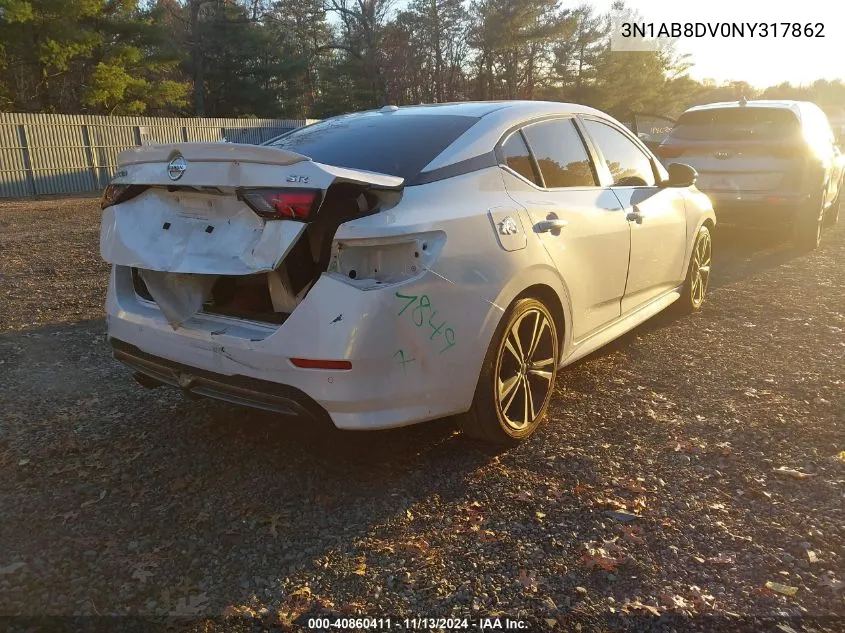 2022 Nissan Sentra Sr Xtronic Cvt VIN: 3N1AB8DV0NY317862 Lot: 40860411