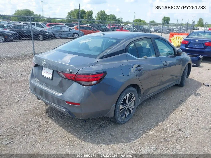 2023 Nissan Sentra Sv Xtronic Cvt VIN: 3N1AB8CV7PY251783 Lot: 39922711