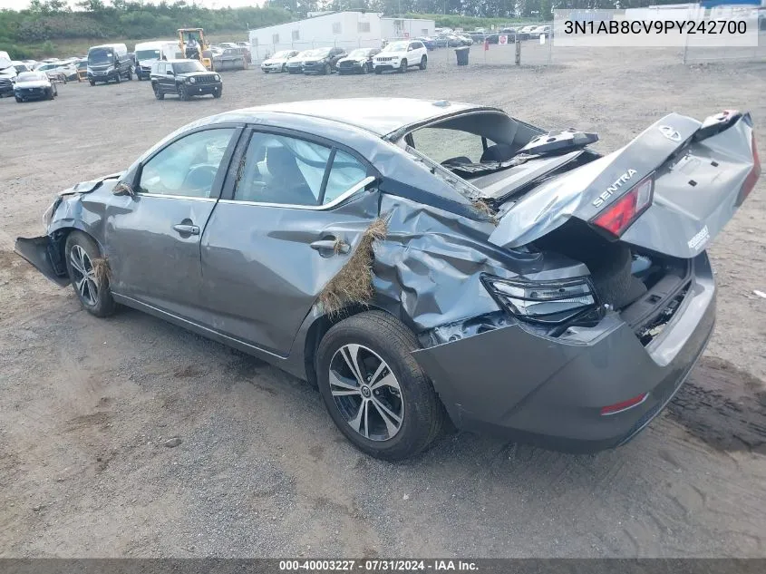 2023 Nissan Sentra Sv Xtronic Cvt VIN: 3N1AB8CV9PY242700 Lot: 40003227