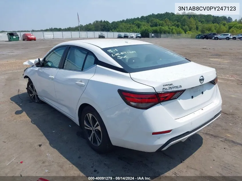 2023 Nissan Sentra Sv Xtronic Cvt VIN: 3N1AB8CV0PY247123 Lot: 40091279