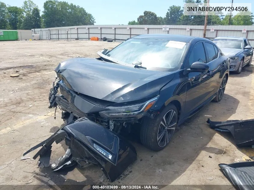 2023 Nissan Sentra Sr Xtronic Cvt VIN: 3N1AB8DV0PY294506 Lot: 40103699