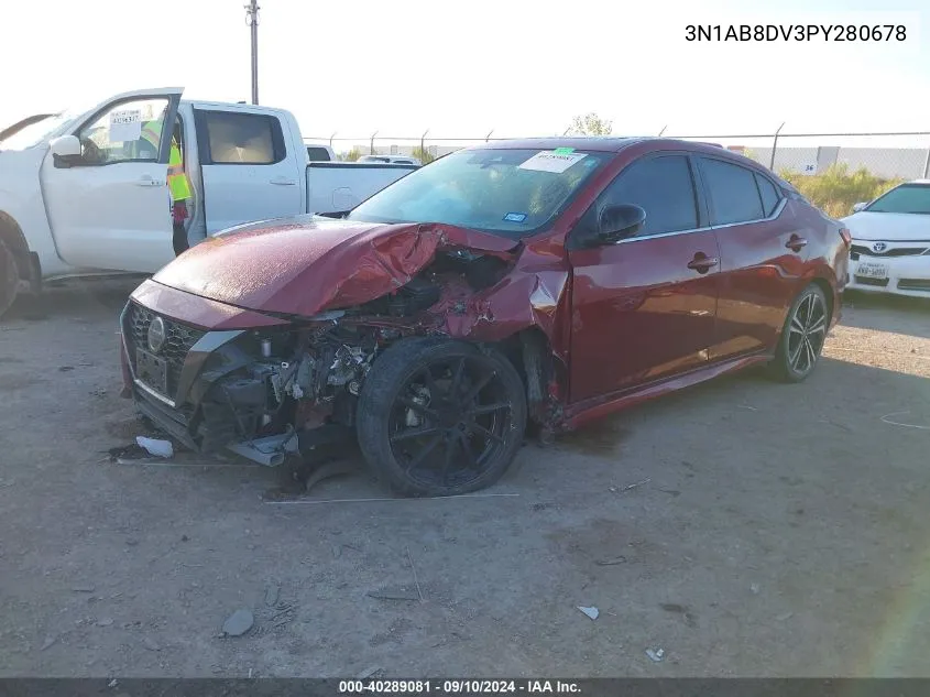 2023 Nissan Sentra Sr VIN: 3N1AB8DV3PY280678 Lot: 40289081