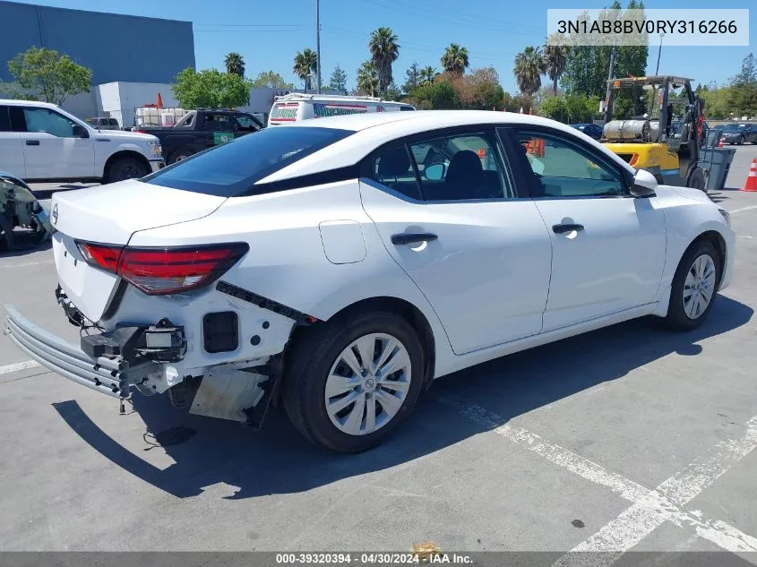 2024 Nissan Sentra S Xtronic Cvt VIN: 3N1AB8BV0RY316266 Lot: 39320394