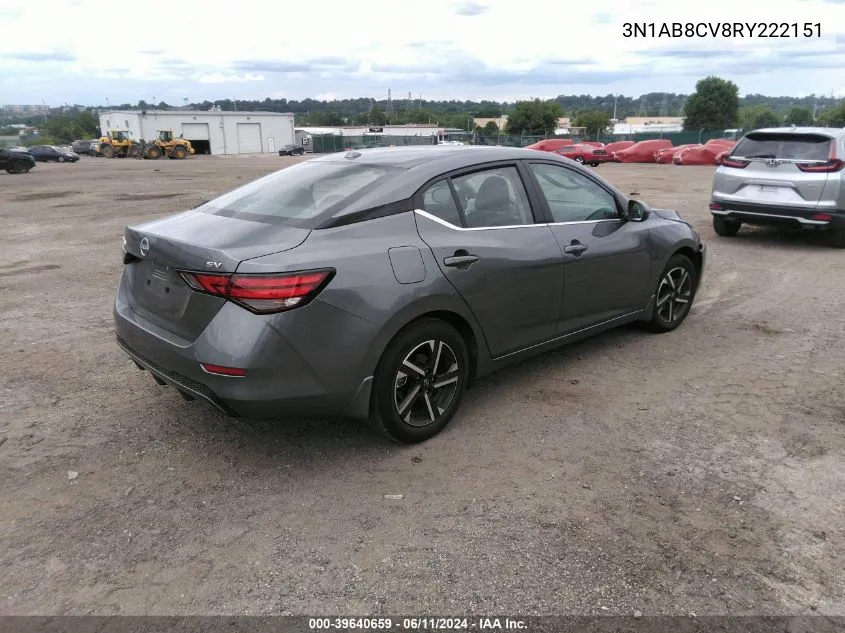 2024 Nissan Sentra Sv Xtronic Cvt VIN: 3N1AB8CV8RY222151 Lot: 39640659