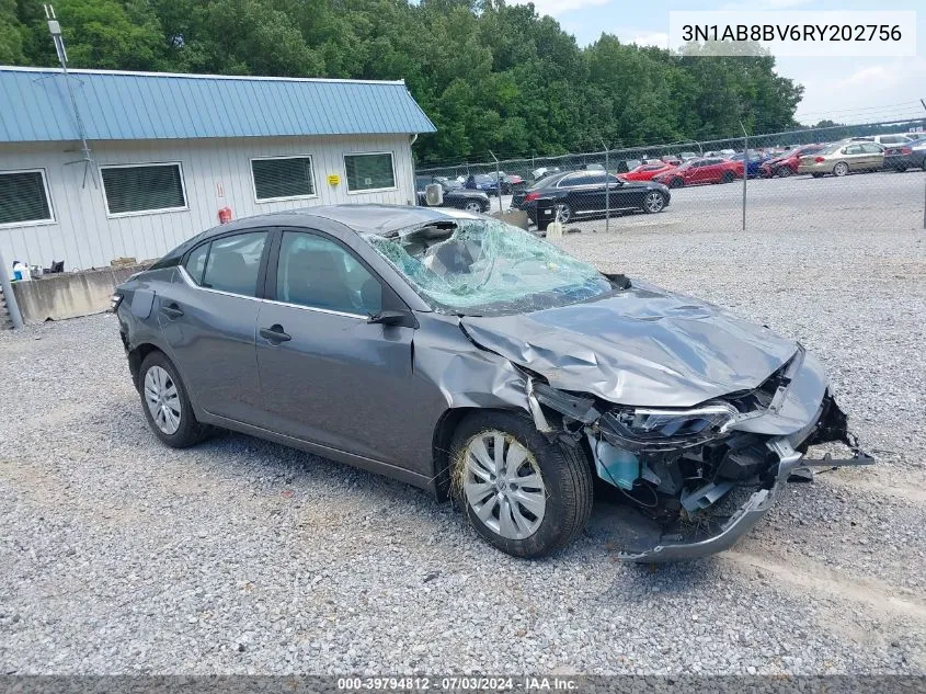 2024 Nissan Sentra S Xtronic Cvt VIN: 3N1AB8BV6RY202756 Lot: 39794812