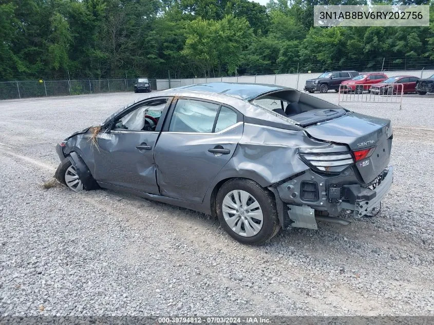 2024 Nissan Sentra S Xtronic Cvt VIN: 3N1AB8BV6RY202756 Lot: 39794812