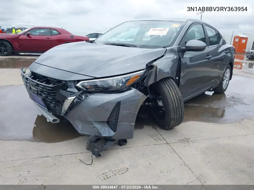 2024 Nissan Sentra S Xtronic Cvt VIN: 3N1AB8BV3RY363954 Lot: 39934647