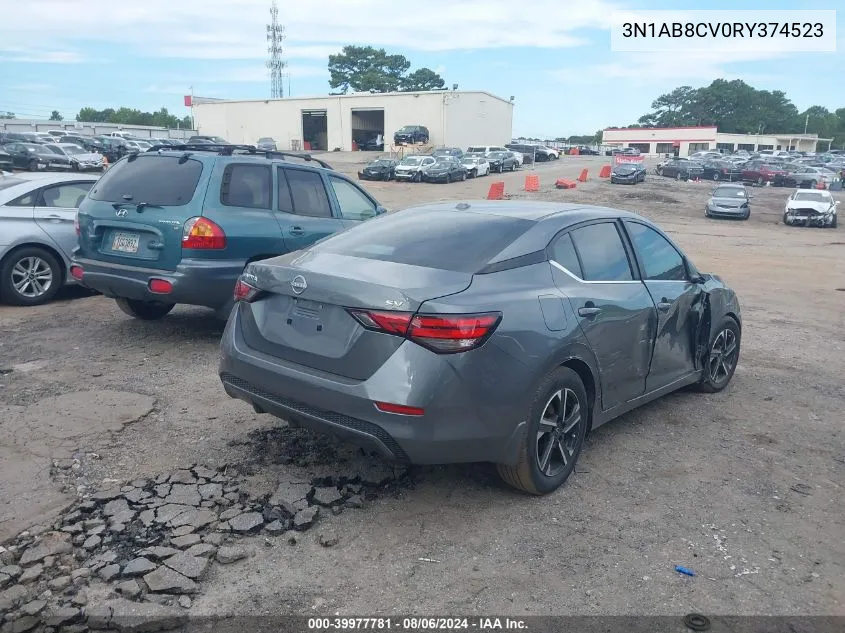 2024 Nissan Sentra Sv Xtronic Cvt VIN: 3N1AB8CV0RY374523 Lot: 39977781