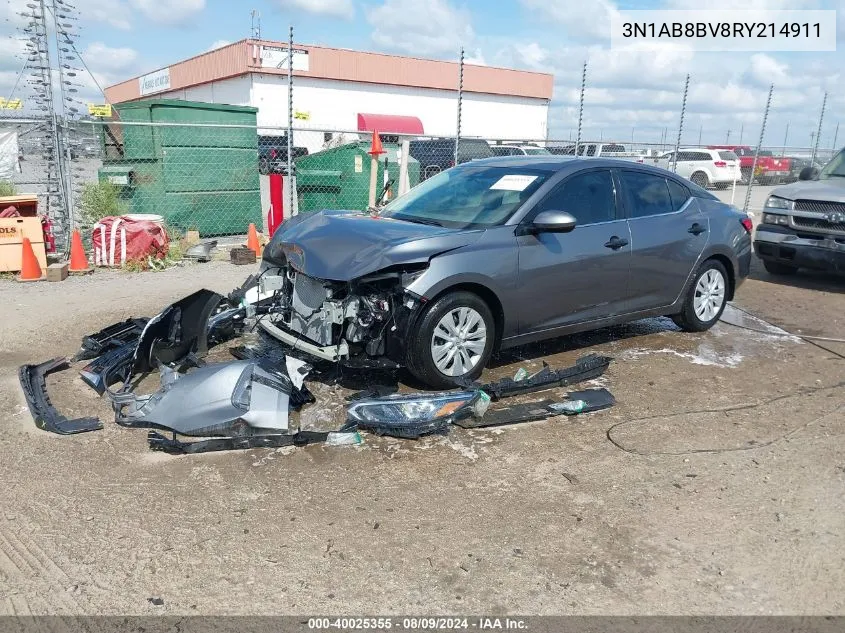 2024 Nissan Sentra S Xtronic Cvt VIN: 3N1AB8BV8RY214911 Lot: 40025355