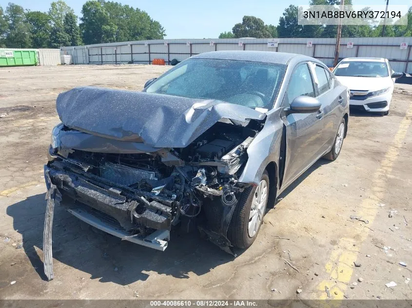 2024 Nissan Sentra S Xtronic Cvt VIN: 3N1AB8BV6RY372194 Lot: 40086610