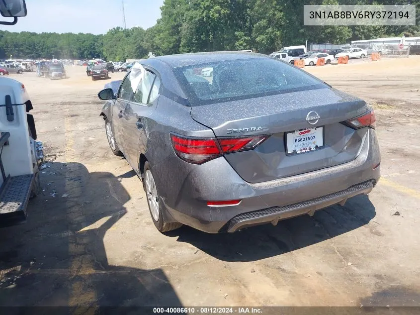 2024 Nissan Sentra S Xtronic Cvt VIN: 3N1AB8BV6RY372194 Lot: 40086610