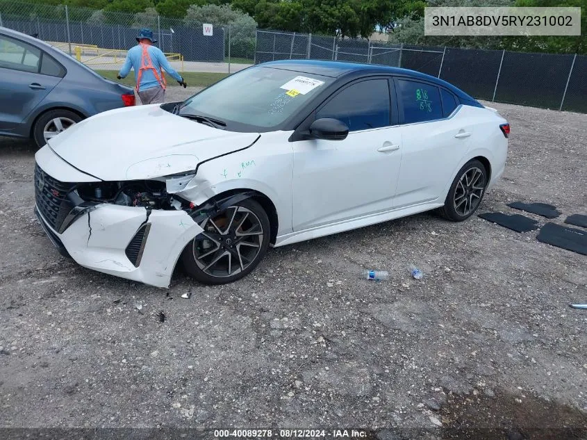 2024 Nissan Sentra Sr Xtronic Cvt VIN: 3N1AB8DV5RY231002 Lot: 40089278