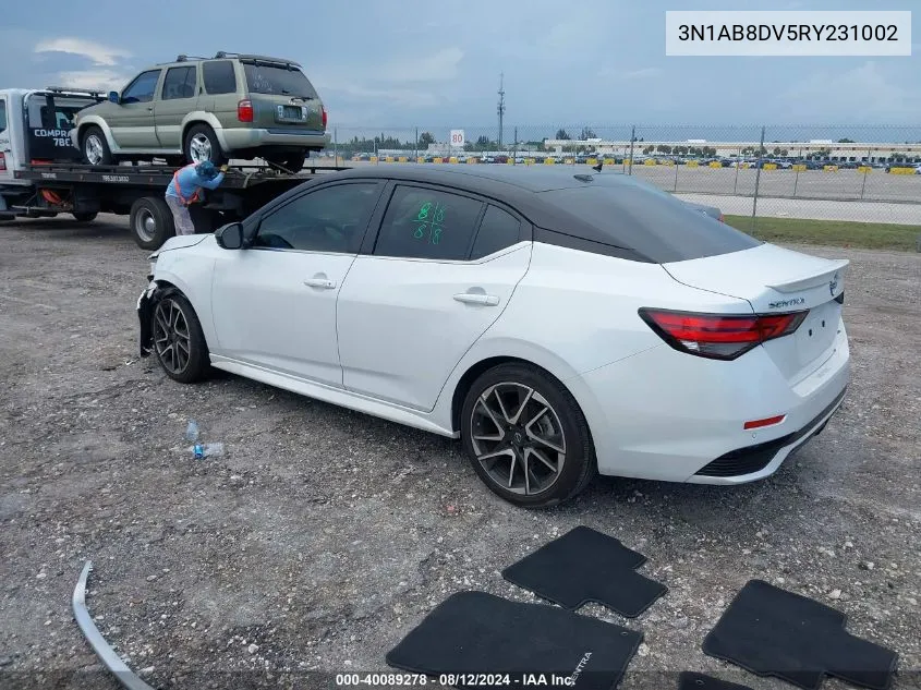 2024 Nissan Sentra Sr Xtronic Cvt VIN: 3N1AB8DV5RY231002 Lot: 40089278