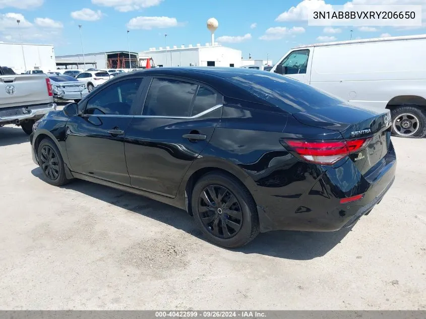 2024 Nissan Sentra S Xtronic Cvt VIN: 3N1AB8BVXRY206650 Lot: 40422599