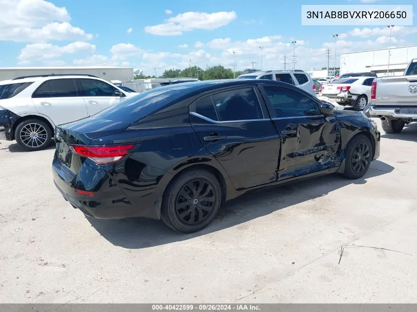 2024 Nissan Sentra S Xtronic Cvt VIN: 3N1AB8BVXRY206650 Lot: 40422599