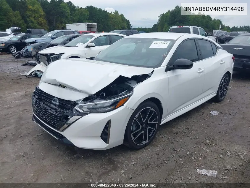 2024 Nissan Sentra Sr Xtronic Cvt VIN: 3N1AB8DV4RY314498 Lot: 40422849