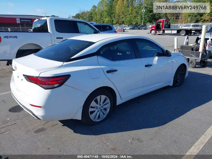 2024 Nissan Sentra S Xtronic Cvt VIN: 3N1AB8BV6RY249768 Lot: 40471145