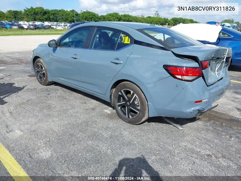 2024 Nissan Sentra Sv Xtronic Cvt VIN: 3N1AB8CV0RY311826 Lot: 40748474