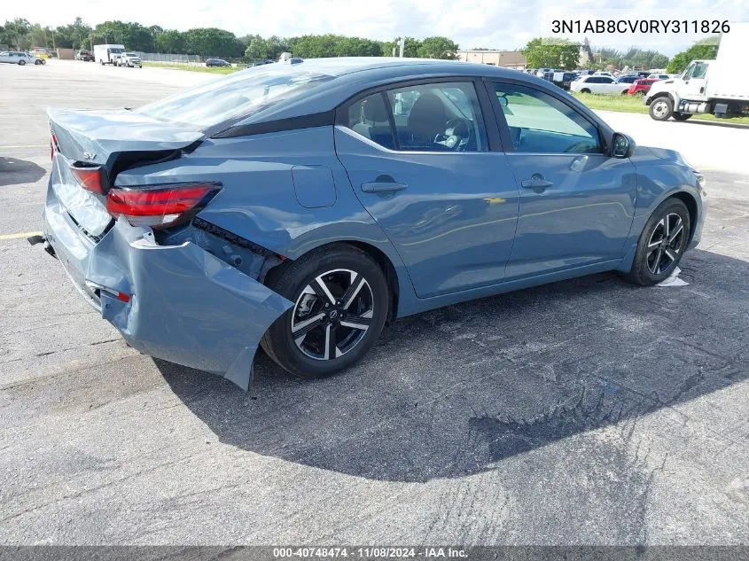 2024 Nissan Sentra Sv Xtronic Cvt VIN: 3N1AB8CV0RY311826 Lot: 40748474