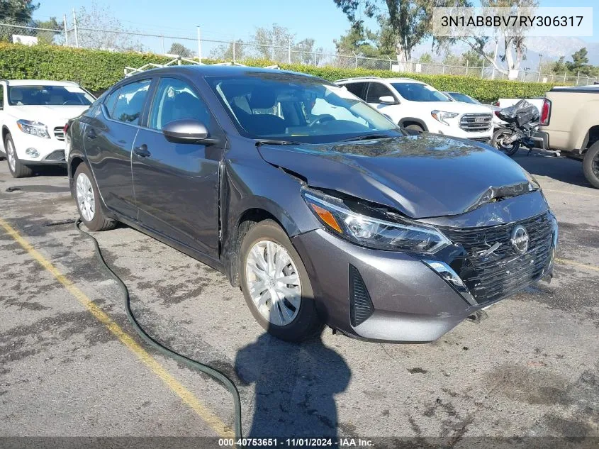 2024 Nissan Sentra S Xtronic Cvt VIN: 3N1AB8BV7RY306317 Lot: 40753651