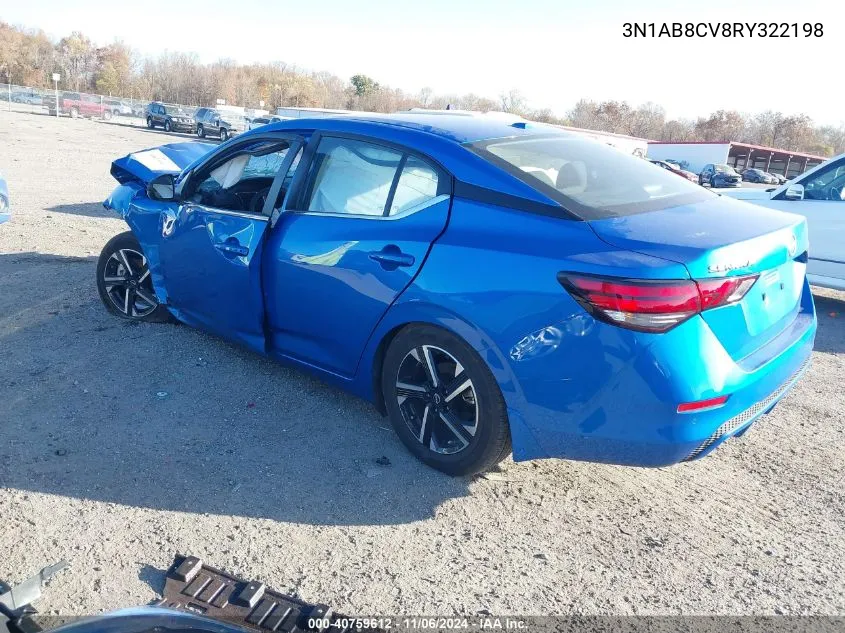 2024 Nissan Sentra Sv Xtronic Cvt VIN: 3N1AB8CV8RY322198 Lot: 40759612