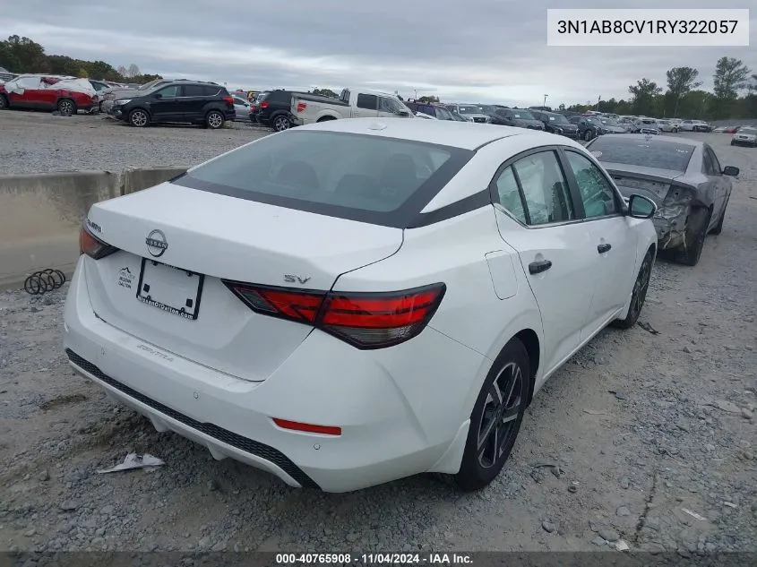 2024 Nissan Sentra Sv Xtronic Cvt VIN: 3N1AB8CV1RY322057 Lot: 40765908