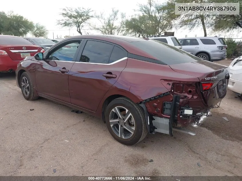 2024 Nissan Sentra Sv Xtronic Cvt VIN: 3N1AB8CV4RY387906 Lot: 40773666