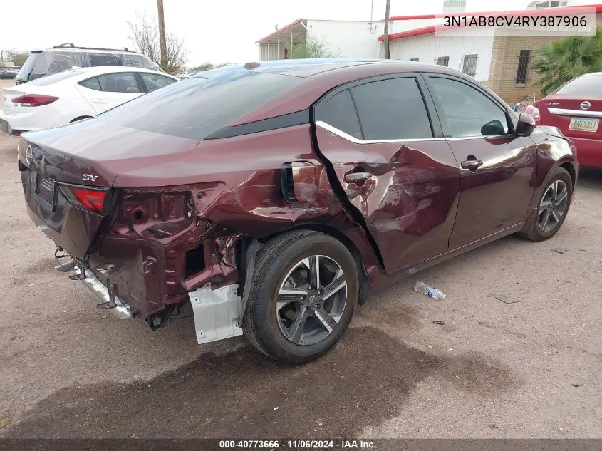 2024 Nissan Sentra Sv Xtronic Cvt VIN: 3N1AB8CV4RY387906 Lot: 40773666