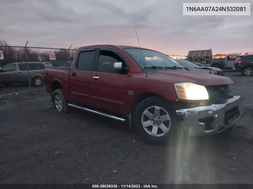 2004 Nissan Titan Le VIN: 1N6AA07A24N532081 Lot: 38039335