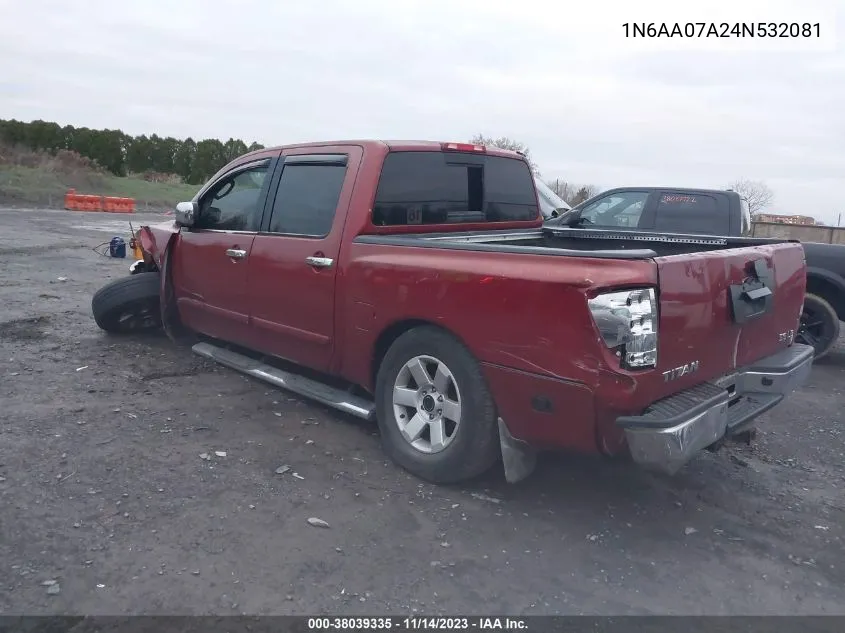 2004 Nissan Titan Le VIN: 1N6AA07A24N532081 Lot: 38039335