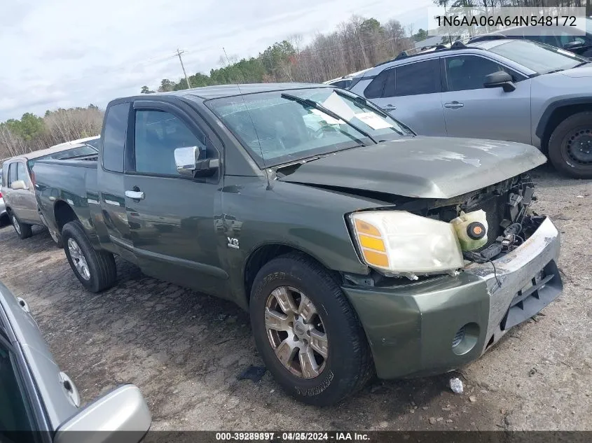 2004 Nissan Titan Se VIN: 1N6AA06A64N548172 Lot: 39289897