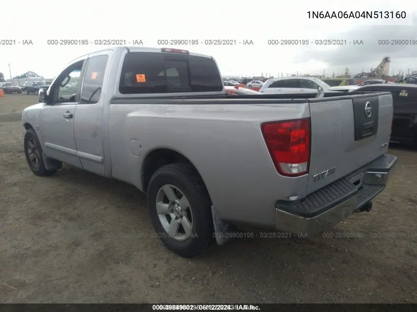 2004 Nissan Titan Se VIN: 1N6AA06A04N513160 Lot: 39649802