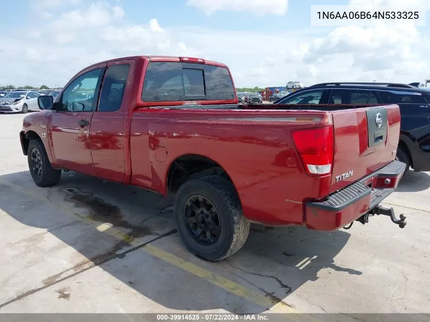 2004 Nissan Titan Xe VIN: 1N6AA06B64N533325 Lot: 39914525